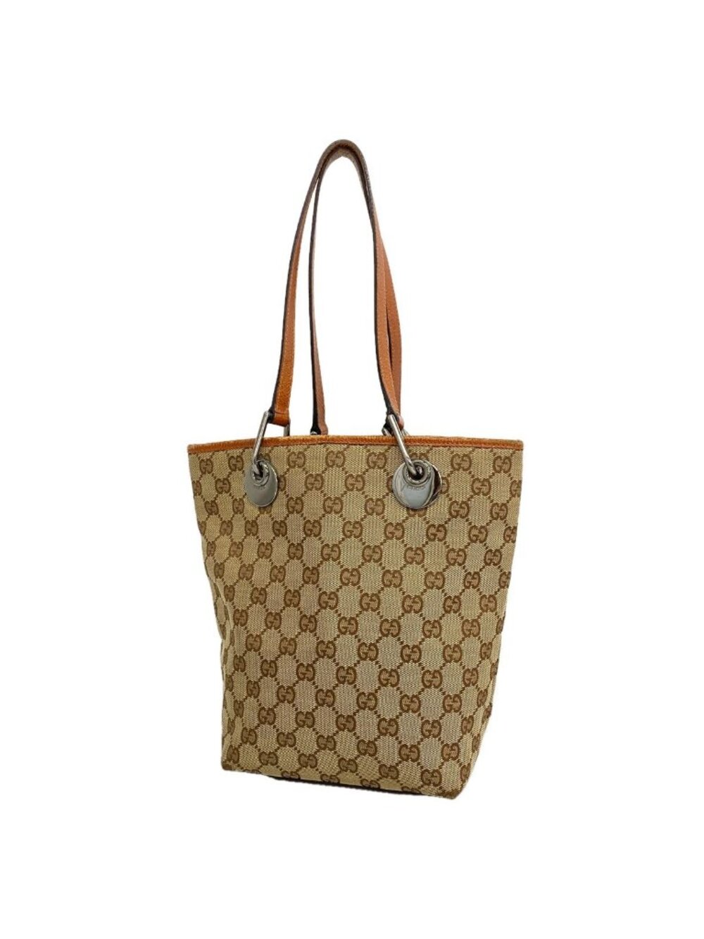 Gucci Tote Bag GG Canvas Beige Silver
